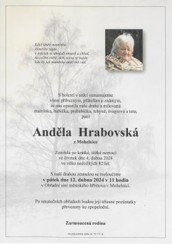 smut. oznámení Anděla Hrabovská