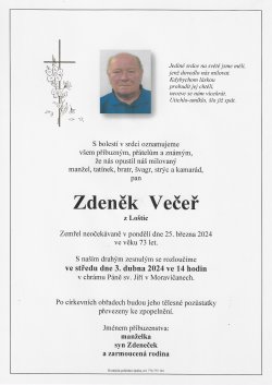 Smut. oznámení Zdeněk Večeř