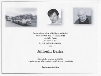 Oznámení Antonín Berka