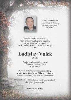 Smut. oznámení Ladislav Volek