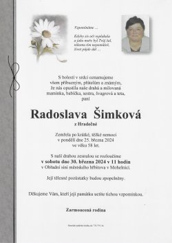 Smut. oznámení paní Šimková