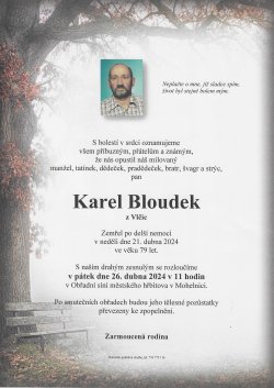 Smut. oznámení Karel Bloudek