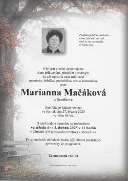 Smut. oznámení Marianna Mačáková