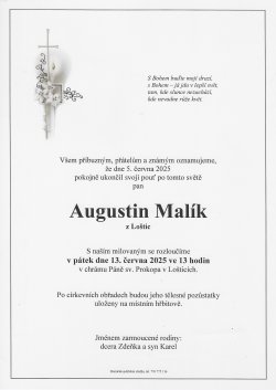 Smut. oznámení Augustin Malík