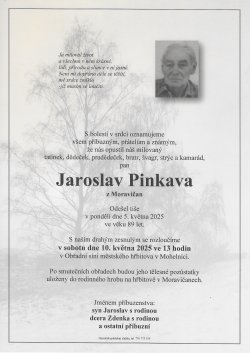 Smut. oznámení Jaroslav Pinkava