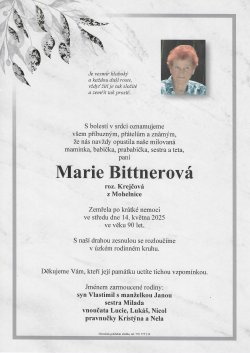 Smut. oznámení Marie Bittnerová