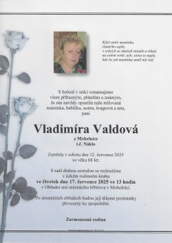 Smut. oznámení Vladimíra Valdová