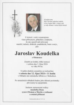 Smut. oznámení Jaroslav Koudelka