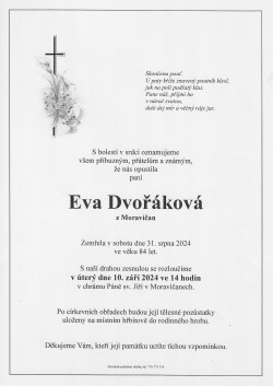 Smut. oznámení Eva Dvořáková