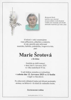 Smut. oznámení Marie Šrotová