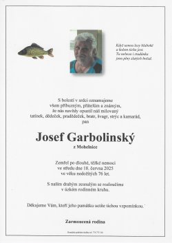Smut. oznámení Josef Garbolinský