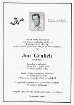 Smut. oznámení Jan Grulich
