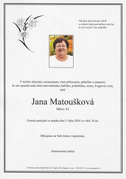 Smut. oznámení Jana Matoušková