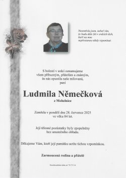 Smut. oznámení Ludmila Němečková