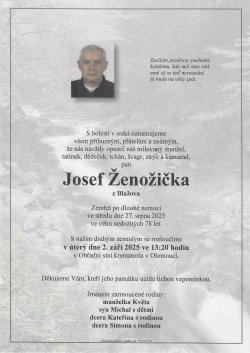 Smut. oznámení Josef Ženožička