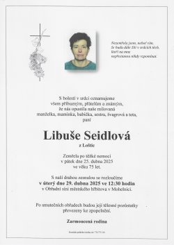 Smut. oznámení Libuše Seidlová