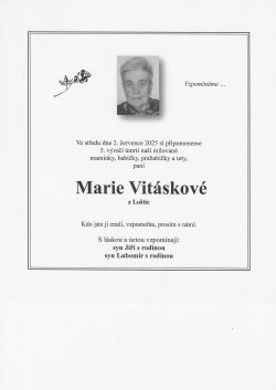 Vzpomínka Marie Vitásková