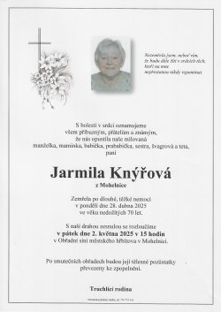 Smut. oznámení Jarmila Knýřová