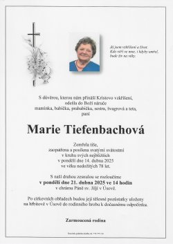 Smut. oznámení Marie Tiefenbachová