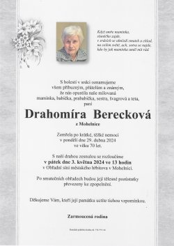 Smut. oznámení Drahomíra Berecková