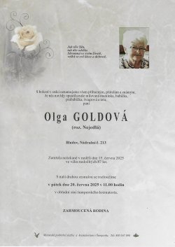 Smut. oznámení Olga Goldová