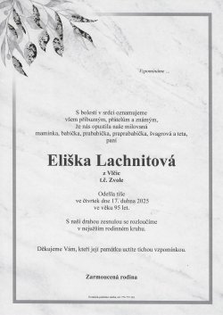 Smut. oznámení Eliška Lachnitová