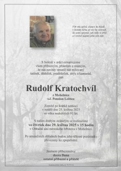 Smut. oznámení Rudolf Kratochvíl