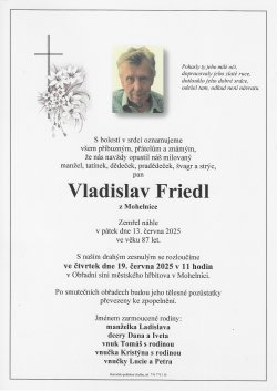 Smut. oznámení Vladislav Friedl