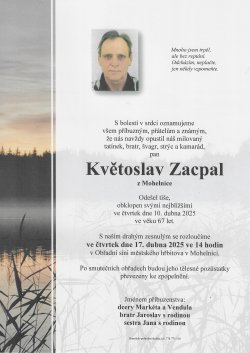 Smut. oznámení Květoslav Zacpal