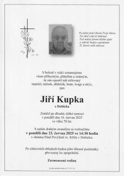 Smut. oznámení Jiří Kupka