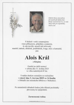 Smut. oznámení Alois Král