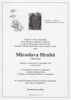 Smut. oznámení Miroslava Hrubá