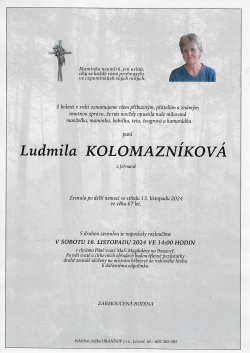 Smut. oznámení Ludmila Kolomazníková