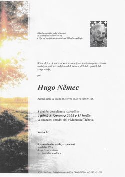 Smut. oznámení Hugo Němec