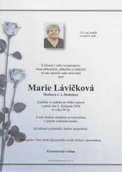 Smut. oznámení Marie Lávičková