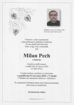 Smut. oznámení Milan Pech