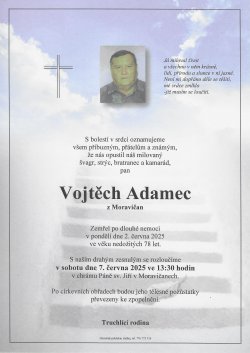 Smut. oznámení Vojtěch Adamec