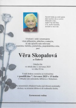 Smut. oznámení Věra Skopalová
