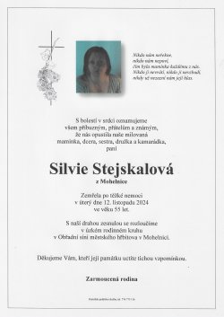 Smut. oznámení  Silvie Stejskalová