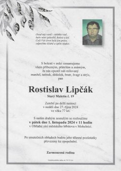 Smut. oznámení Rostislav Lipčák