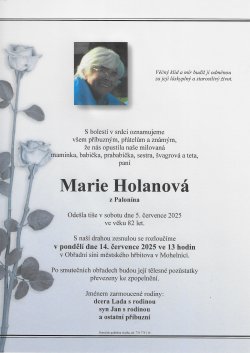 Smut. oznámení Marie Holanová