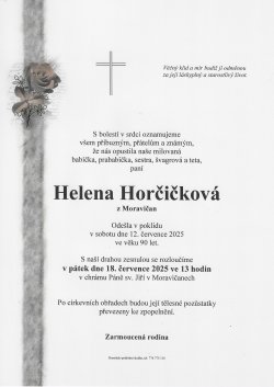Smur. oznámení Helena Horčičková