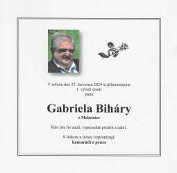 Vzpomínka Gabriel Biháry