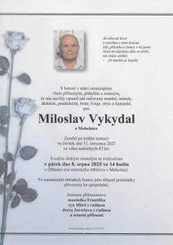 Smut. oznámení Miloslav Vykydal
