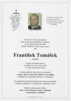 Smut. oznámení František Tomášek