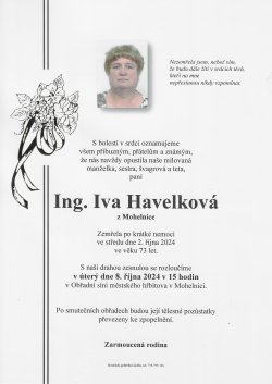 Smut. oznámení Ing. Iva Havelková